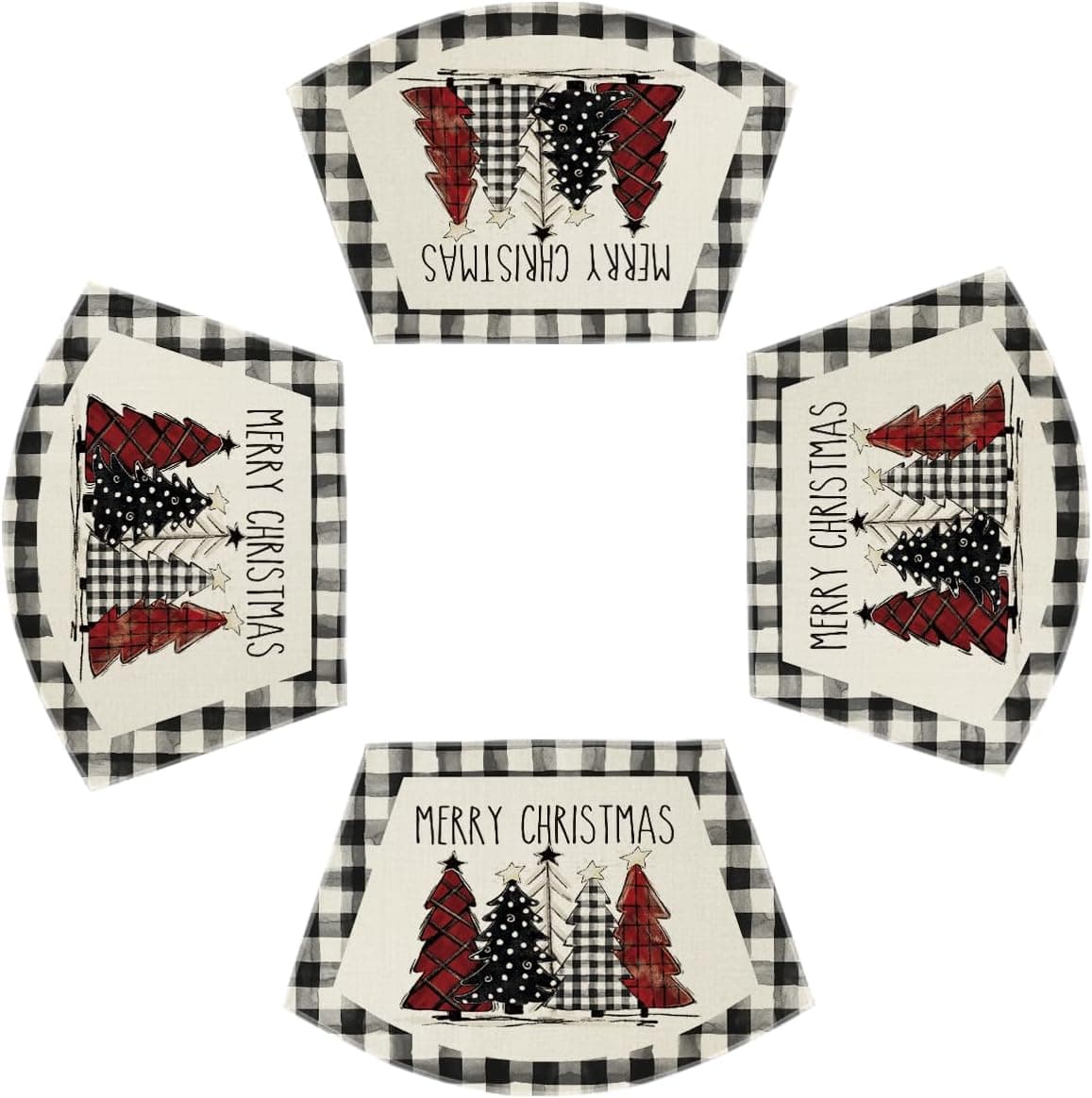 Artoid Mode Christmas Trees Wedge Shape Placemats for Round Table Set of 4 Winter Seasonal Kitchen Dining Table Decoration for Indoor Party Home