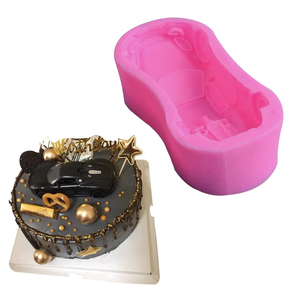 ZQWE 3D Fondant Sports Car Silicone Cake Mould Racing Shape Chocolate Mooncake Cake Cup Making Moulds Birthday Cake Gift for Children