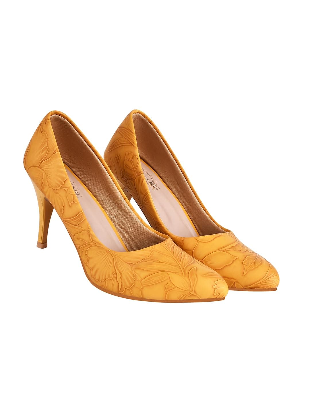 Shoetopia Women's Stiletto Heel Pumps Yellow, 4 UK