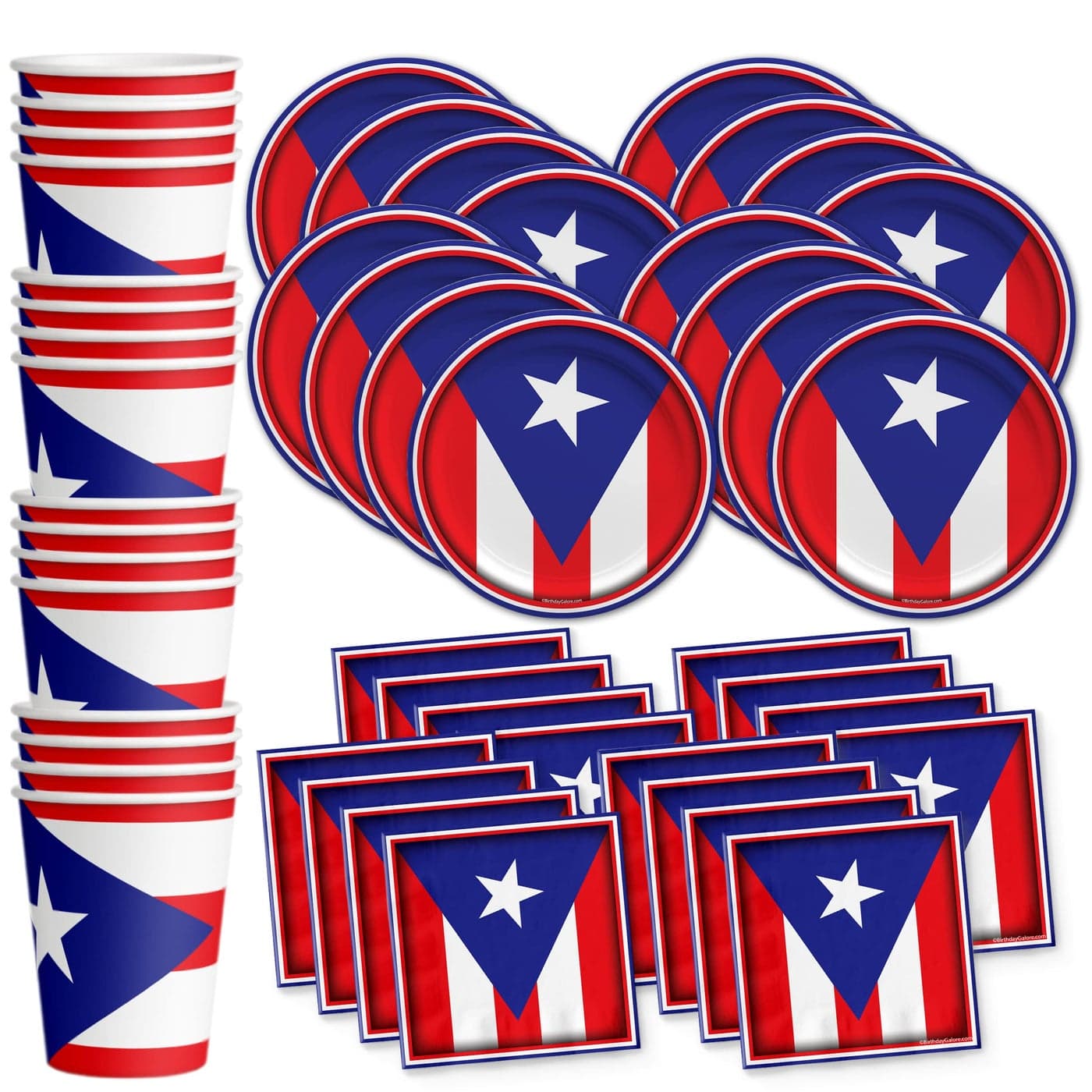 Puerto Rico Flag Birthday Party Supplies Set Plates Napkins Cups Tableware Kit for 16