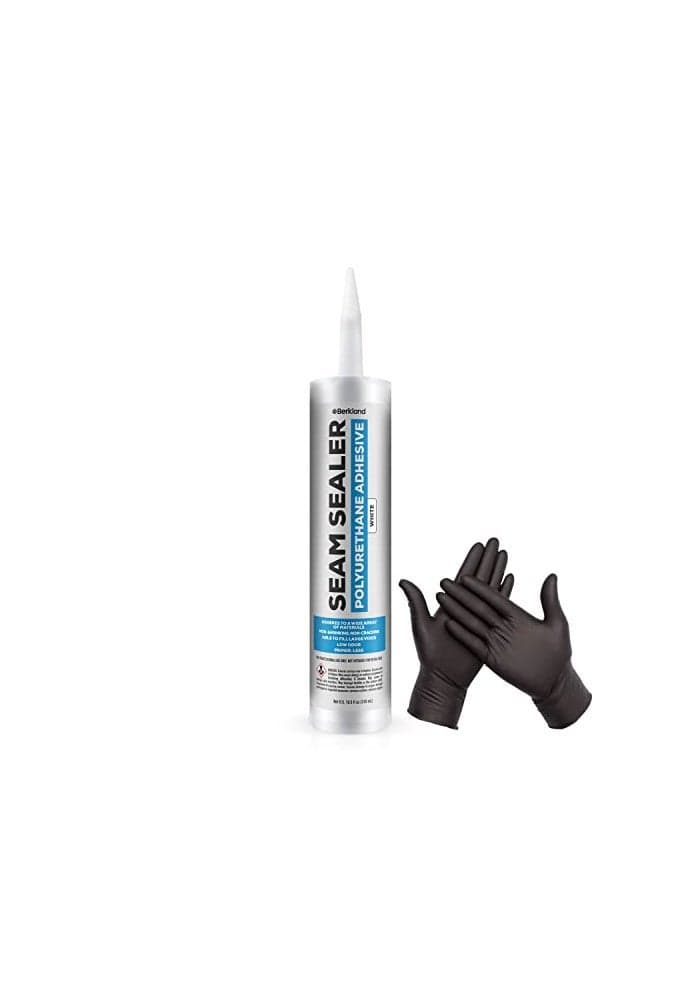Polyurethane Seam Sealer Automotive Compound Paintable Auto Body Seam Sealer White Wont Shrink or Crack Flexible Joint Filler for Bare Painted Metal RV Roof Sealant with Gloves 105 fl oz