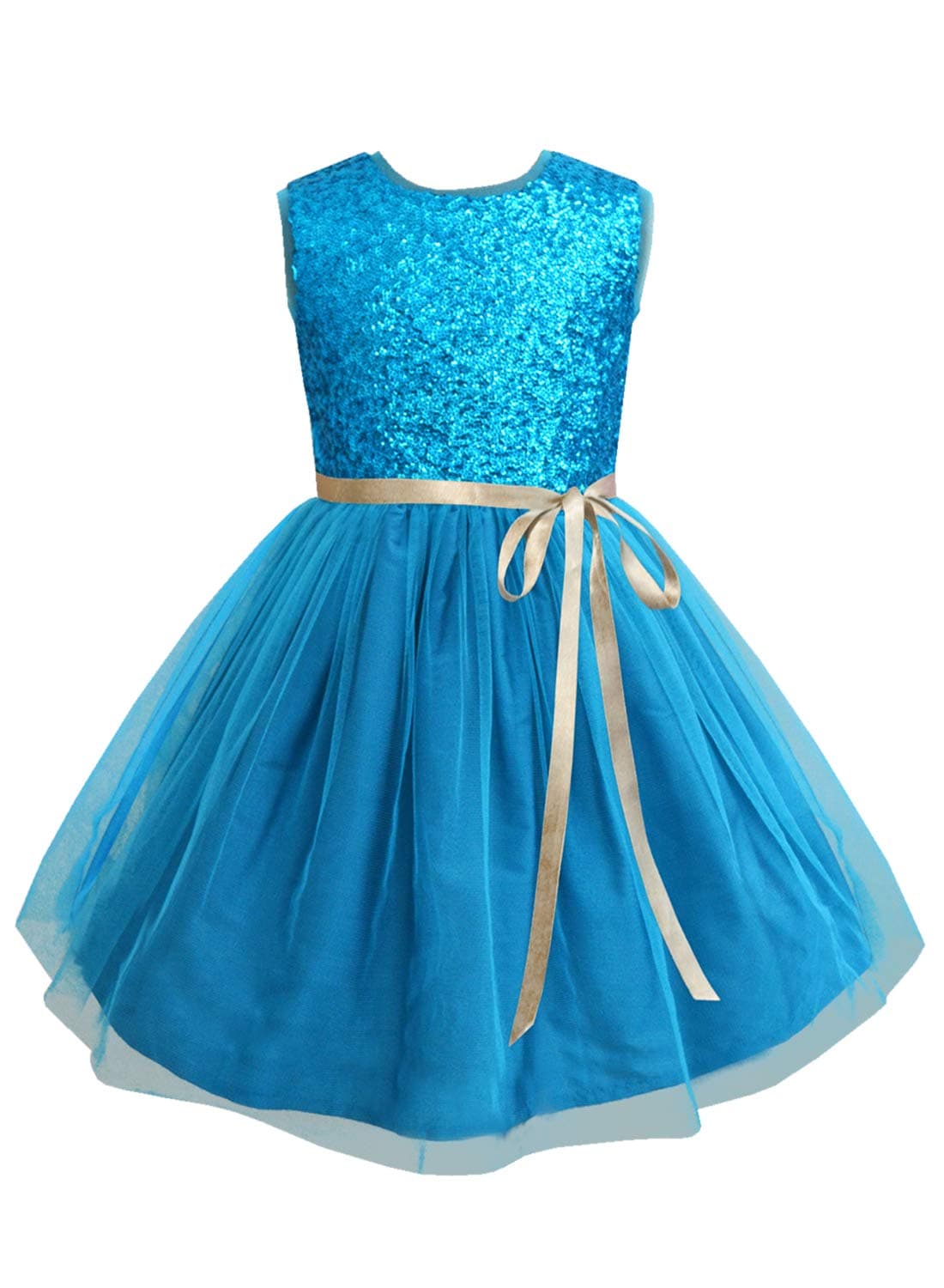 A.T.U.N. (ALL THINGS UBER NICE) Girl's . All Things Uber Nice Skater Knee Length Dress (Gdrs Glt Tur_Turquoise_7-8 Years)