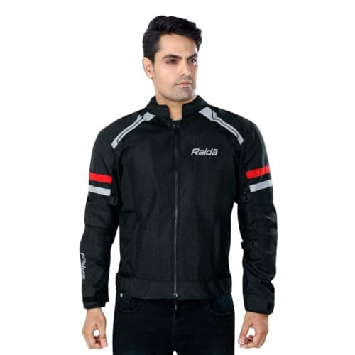 Raida Tourer Motorcycle Jacket | Level 2 Armors | Lightweight | Abrasion resistance. (IN, Alpha, S, Regular, Red/black)