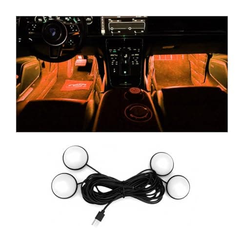 BESULEN Car Interior LED Lights Automotive Ambient Neon Light Kit with USB Port Car Accessories Gifts for Men and Women 4 in 1 Decoration Lights for Car Garden Home PartyOrange