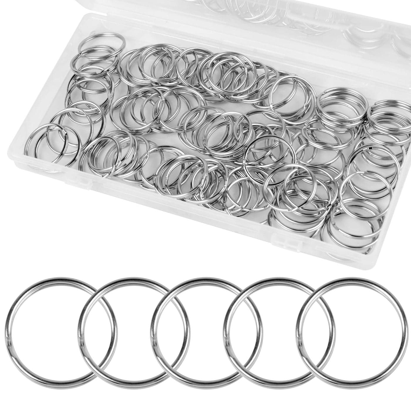 200PCS Split Key Rings Bulk for Keychain and Crafts keychain rings Silver 25mm