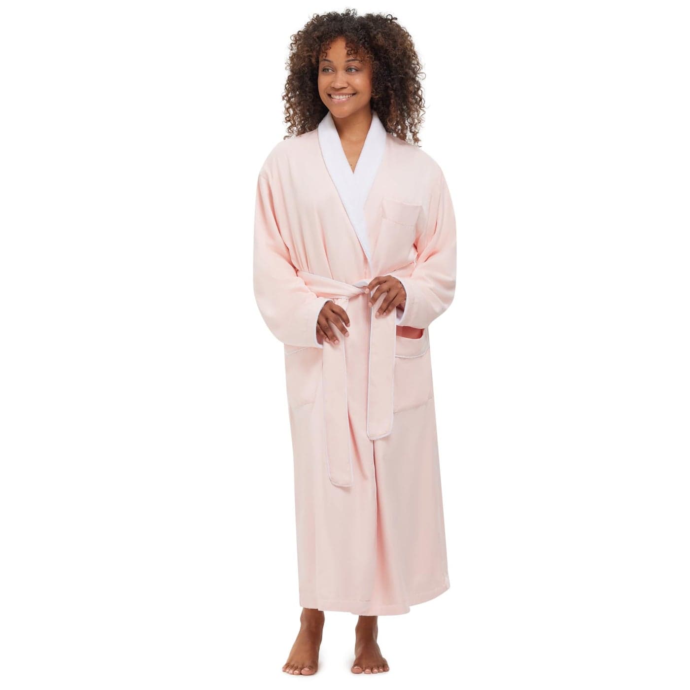 MONARCH Plush Lined Microfiber Bath Robe for Men or Women Soft Microfiber Shell with Polyester Lining Generously Sized ResortGrade Spa Hotel Robe with Pockets Machine Washable Pink