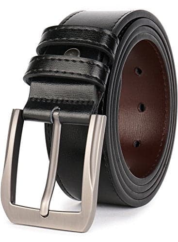 beltox fine Men’s Casual Leather Jeans Belts 1 1/2” Wide 4MM Thick Alloy Prong Buckle Work Dress Belt for Men(Black,44-46)