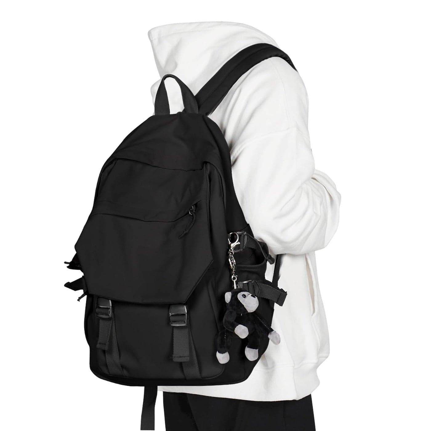 coowoz School Backpack for Men Women College Bookbag Waterproof Lightweight Black Backpack Mochilas Book Bag Rucksack Casual Daypack School Bag for Boys Girls