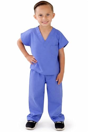Natural Uniforms Childrens Scrub SetSoft TouchRole Play Costume Set Ceil Blue 7