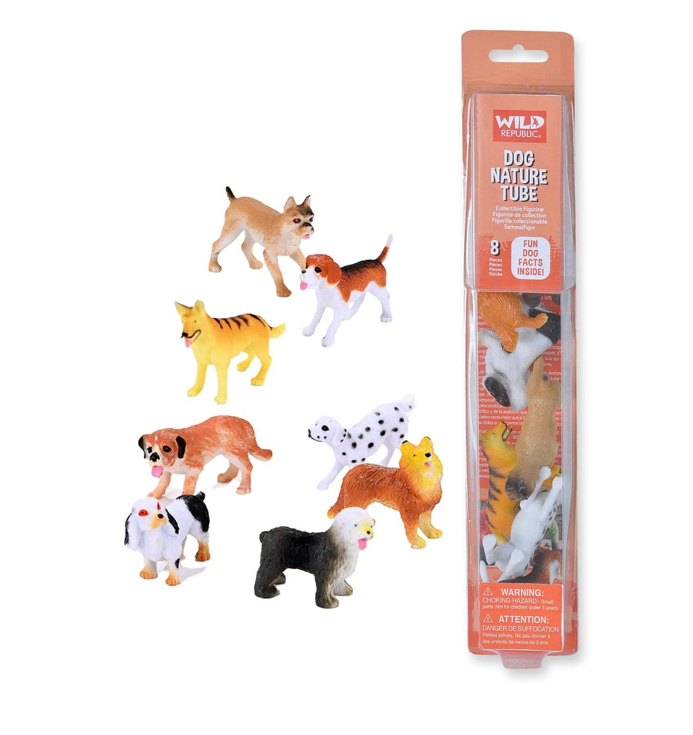 Wild Republic Dog Nature Tube, Dog Figures, Pet Dog Toy, Kids Gifts, Dog Themed Party Supplies, 8-Piece