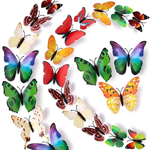 LiveGallery 72 PCS Removable 3D DIY Beautiful Butterfly Wall Decals Colorful Butterflies Art Decor Wall Stickers Murals for Home Nursery Bedroom Classroom Offices TV Background Colorful 1