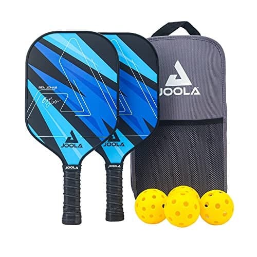 JOOLA Ben Johns Pickleball Set Made with Reinforced Fiberglass and Honeycomb Polypropylene Includes 2 Paddles 4 Balls and JOOLA Pickleball Bag