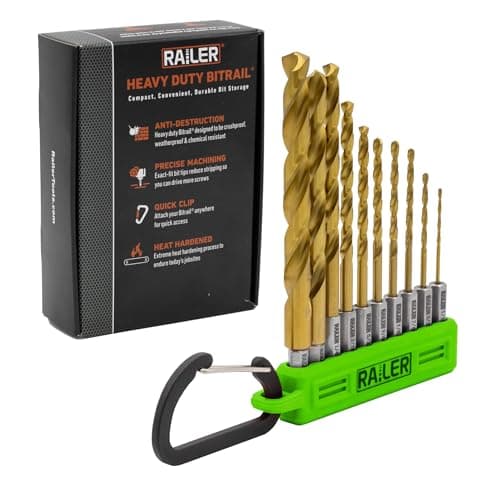 Allen Wrench Drill Bit Set - Railer High Speed Titanium 10pc Hex Shank Drill Bit Set for Impact Driver w/Bit Holder. Multi-Purpose Drill Bits for Metal, Wood, PVC. brocas para Madera