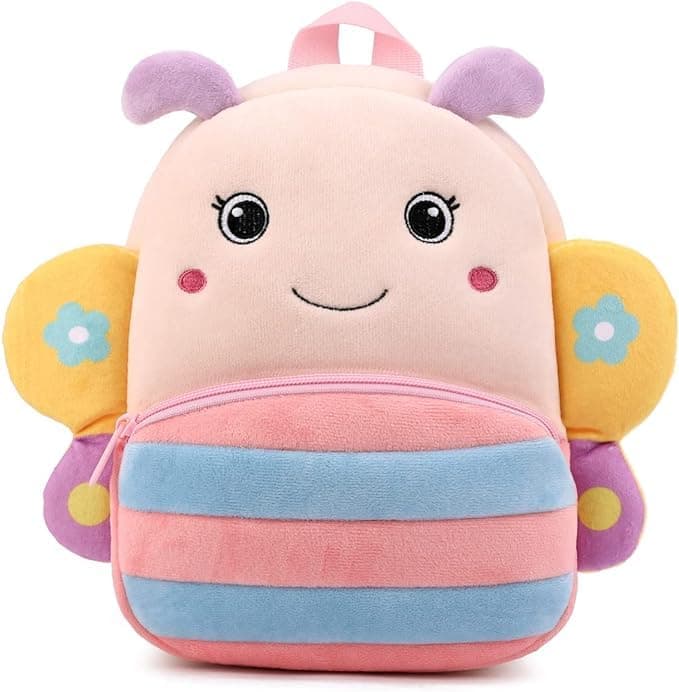 Frantic Soft Kids School Bag Picnic 2 Compartment Backpack 2 To 5 Year (Pink_Butterfly_2024_A)