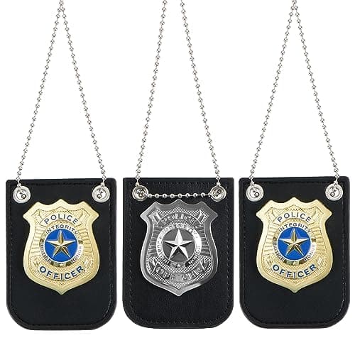 Spooktacular Creations Gold and Silver Badge Set for Police Pretend Halloween Dress Up Games Cop Play Costume Accessories Party Favors Christmas Stuffers for Boys Men Women
