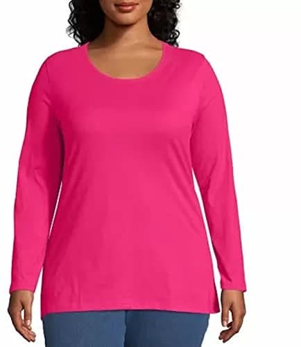 JUST MY SIZE womens Jersey Relax Crew Tee Shirt, Sizzling Pink, 2X US