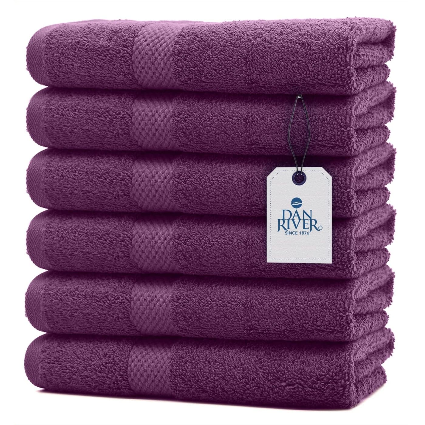 DAN RIVER 6Pack Premium Hand Towels 16x28 Inches 100 Cotton Ultra Soft Lightweight Highly Absorbent Towels for Bathroom Spa Gym Salon Hotel and Travel 550 GSM Purple Passion