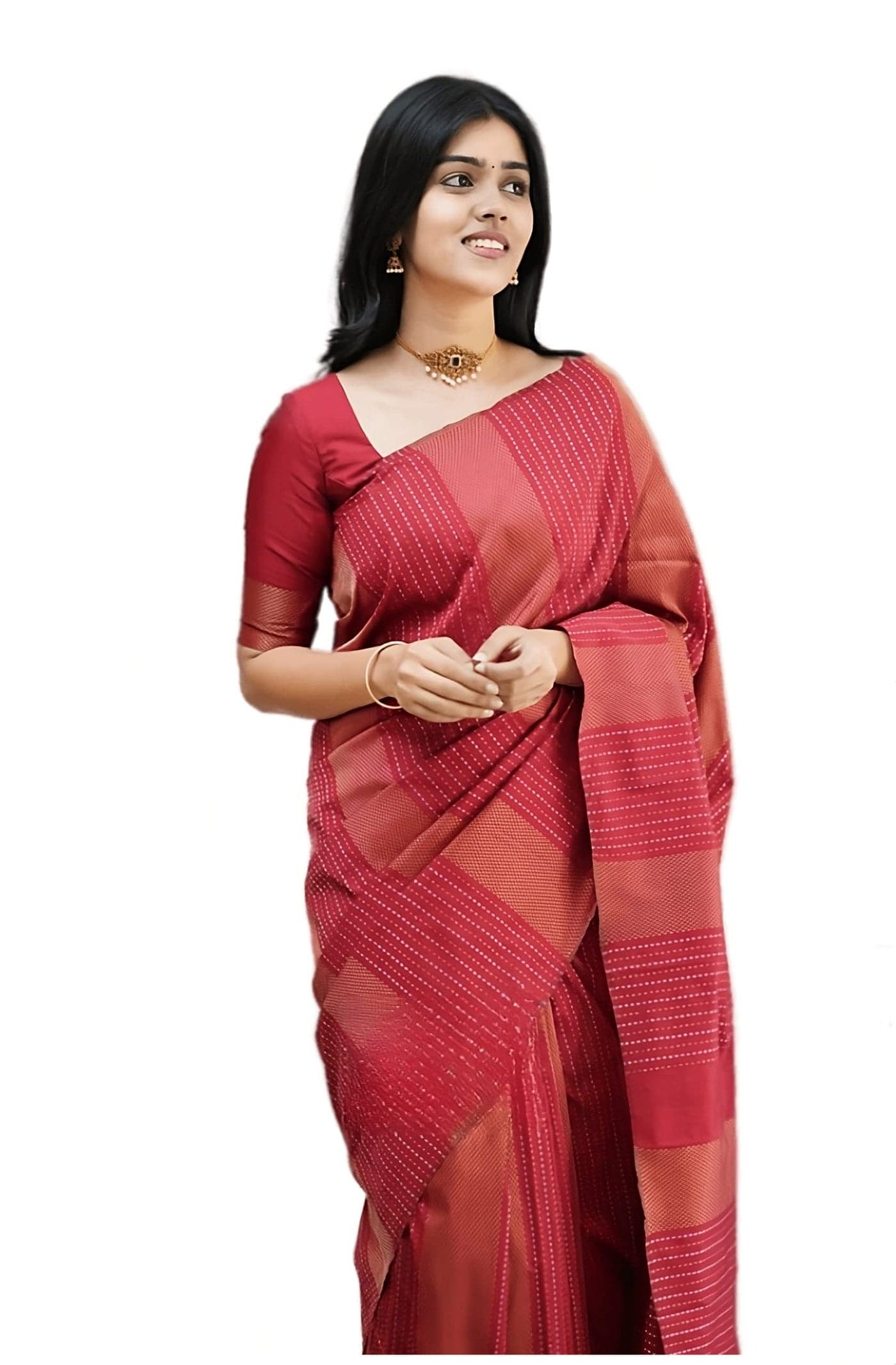 Sidhidata Women's Kanjivaram Banarasi Paithani Jacquard Silk Saree With Unstitched Blouse Piecee (Silk Heritagee Red_Red_Free Size)