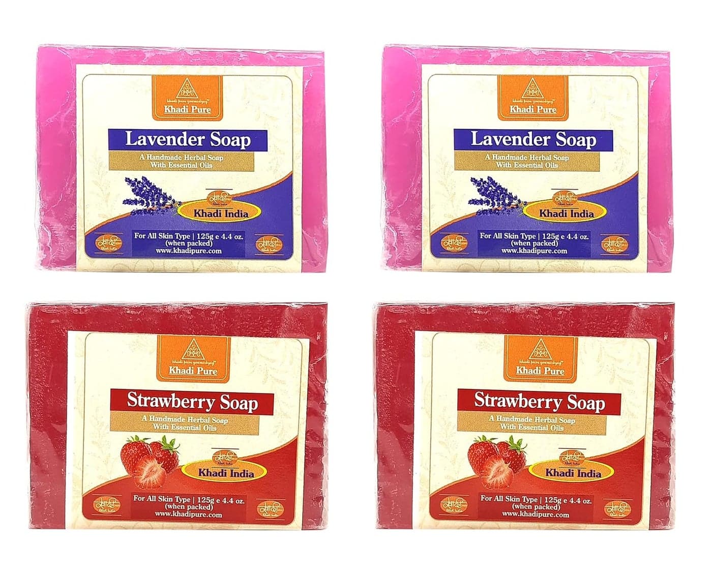 Khadi Pure Lavender Strawberry Soap 125 ml Pack of 4
