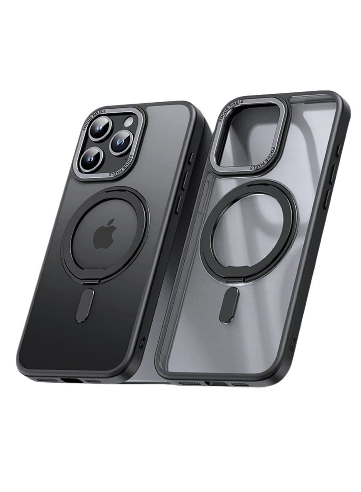 360 Ring Stand Premium Phone Case for iPhone 16 Pro 6.3 Inch, Strong Magnetic Compatible with MagSafe Wireless Charging, Aluminum Alloy Stand Anti-Fall Phone Case (Black)