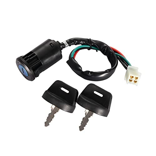 WOOSTAR Motorcycle 4 Wire Ignition Key Switch with Cap Replacement for 50cc 70cc 90cc 110cc 125cc 150cc 200cc 250cc Taotao Sunl ATV Quad Dirt Pocket Bike Electric Scooter