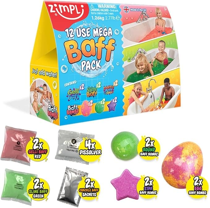 20 x Bath Bombs Mega Value Pack from Zimpli Kids Create a Colourful Fizzing Bath Time Adventure Bath Fizzers Gift Set for Children Birthday Presents for Boys Girls Organic Moisturising Vegan