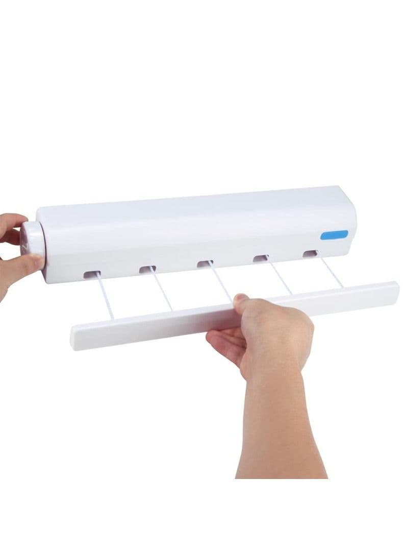 Wall Mounted 5 Clothes Line Retractable Clothesline Hanger Indoor Outdoor Drying Rack Clothesline