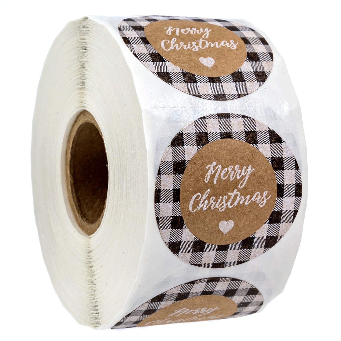 Black and White Buffalo Plaid Merry Christmas Stickers / 500 Christmas Tags / 1.5" Present Stickers/Holiday Envelope Seals