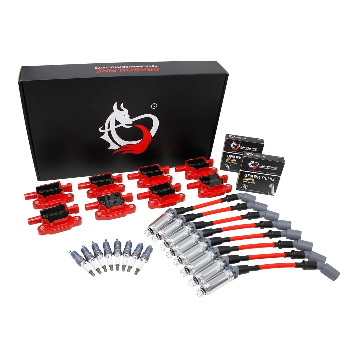 DRAGON FIRE Performance Ignition Power Pack Coils Iridium Spark Plugs Plug Wires OEM Replacement for GM Chevy GMC Cadillac 53L 60L V8 Fits 19992013 Silverado Sierra Tahoe Suburban Escalade