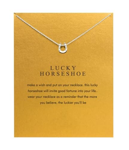 Baydurcan Horseshoe Necklace Horseshoe Pendant Chain Necklace with Message Card Gift Card (horseshoe s)