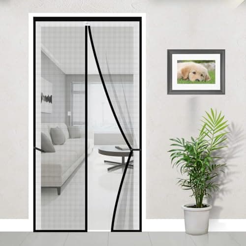 LifeKrafts Mosquito Net Curtain for Door | Magnetic Closure, 120 GSM Fiberglass Material, Black (220x90 cm)