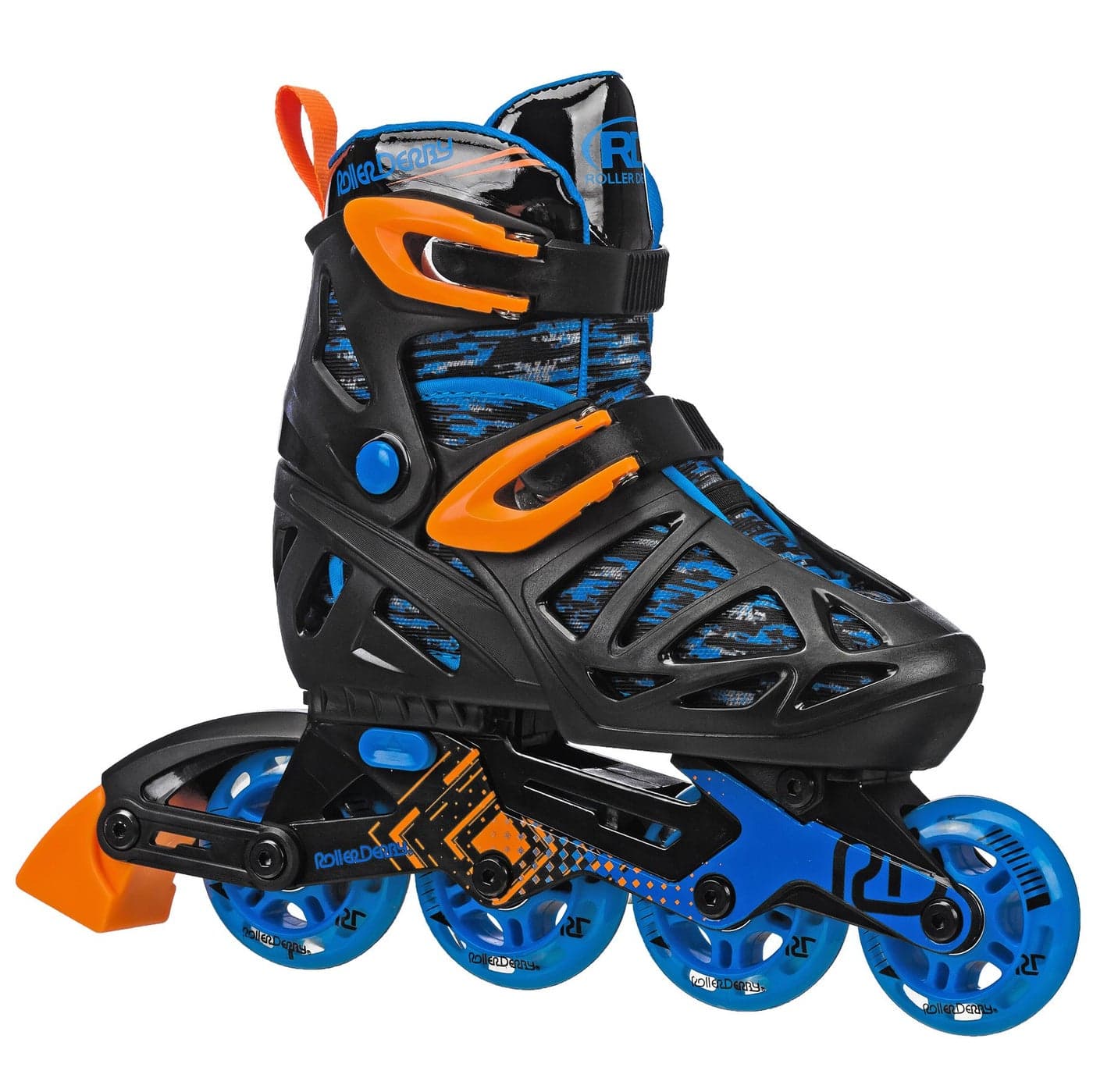 Roller Derby Tracer Boys Adjustable Inline SkatesBlackBlueOrange Tracer Small 12J1