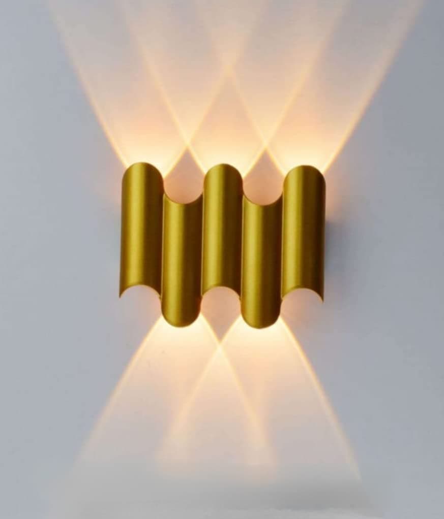 FILLISKA Aluminium Led Luxurious Indoor Up/Down Wall Light Warm White, Shockproof & Rustproof Alluminium Body (3Up 2 Down Gold)