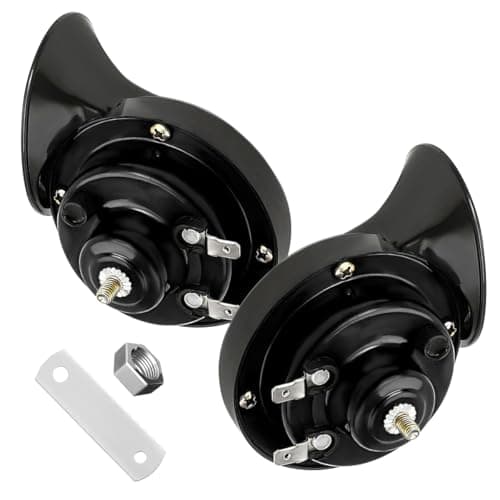 Yourkar 2 PCS Loud Car Horn, 12V Waterproof Snail Electric Horn, 300DB High Tone Horns Replaces for Cars, SUVs, Trucks, Motorcycles, Electric Cars, Universal Car Accessories (Black)