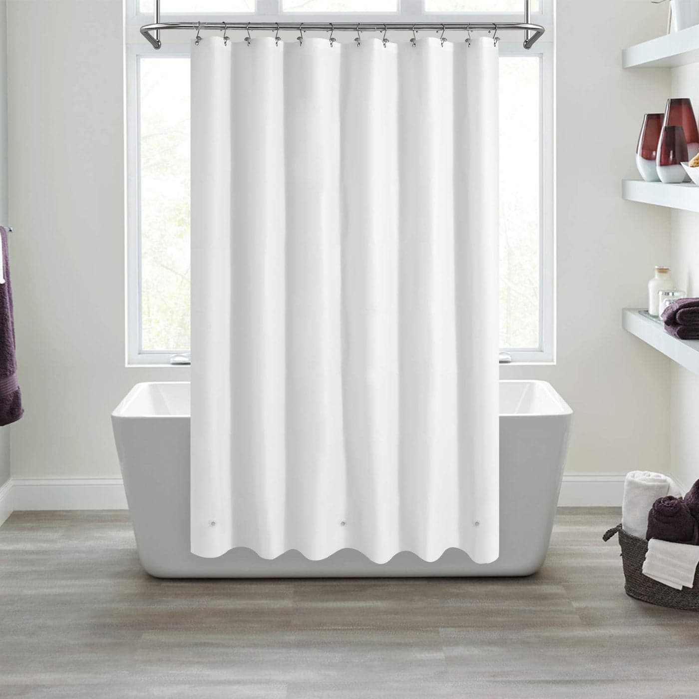 Mrs Awesome White Shower Curtain Liner with 3 Magnets 72x72 Premium Flexible Sturdy Plastic Shower Curtain for Bathroom Lightweight Waterproof White