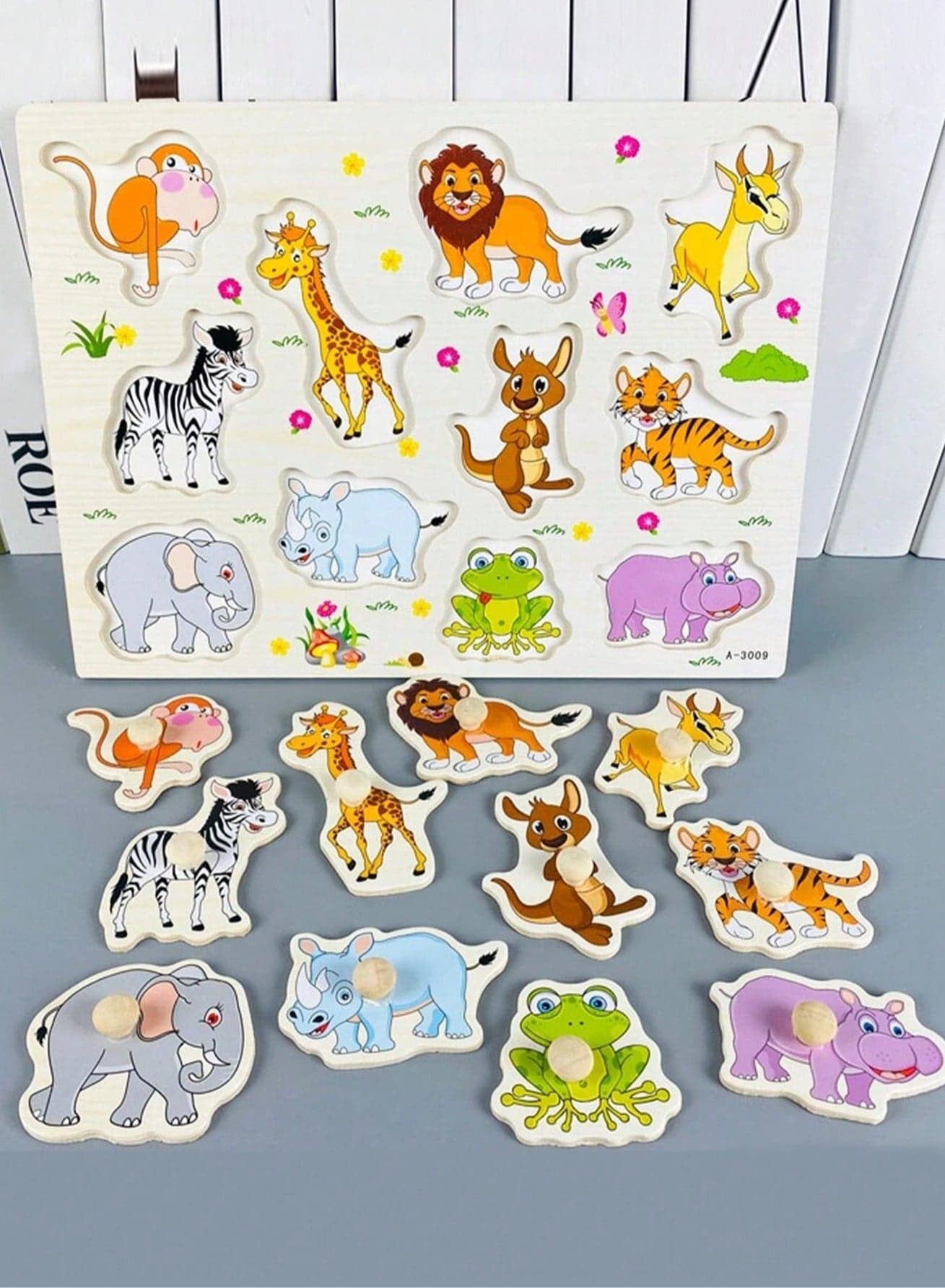 3D Wooden Animal Puzzle Board – Montessori Educational Toy for Toddlers, Hand-Eye Coordination & Fine Motor Skill Development, Easy-Grip Peg Jigsaw for Early Learning, Perfect Gift for Babies & Kids