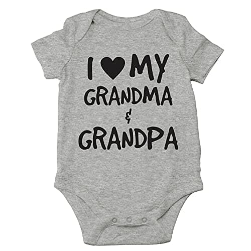 CBTwear I Love My Grandma Grandpa Baby Bodysuit Adorable Romper Clothing Funny Cute Infant Outfit 6 Months Heather Grey