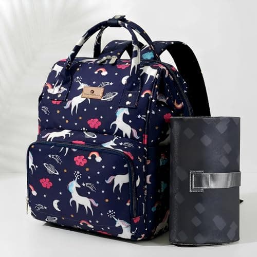StarAndDaisy Baby Bag for Mother Travel/Diaper Bag for Mothers for Travel with Changing Sheet/Diaper Bags for Mom with Multiple Pockets with 3 Double Insulated Bottle Holders (Blue)
