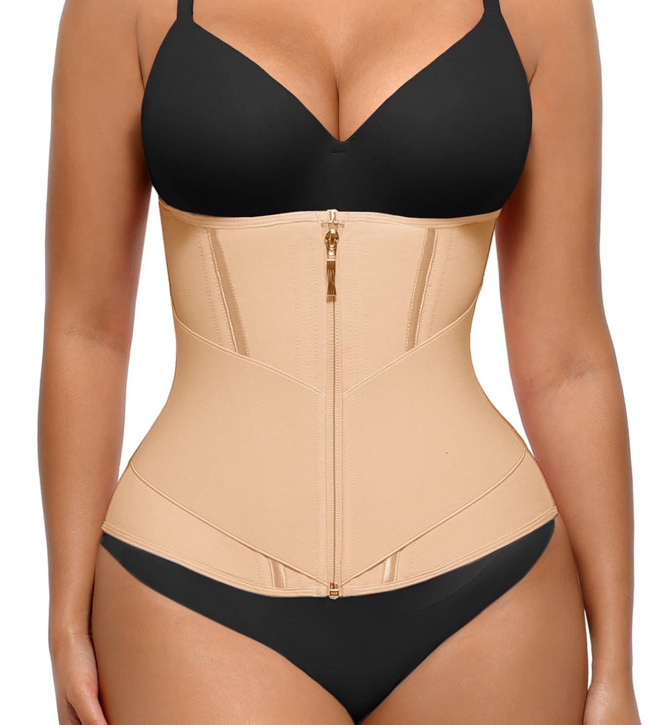 FeelinGirl Waist Trainer for Women Belly Fat Tummy Control Waist Cincher Corset Shapewear Body Shaper Sport Workout Girdle, Skin M