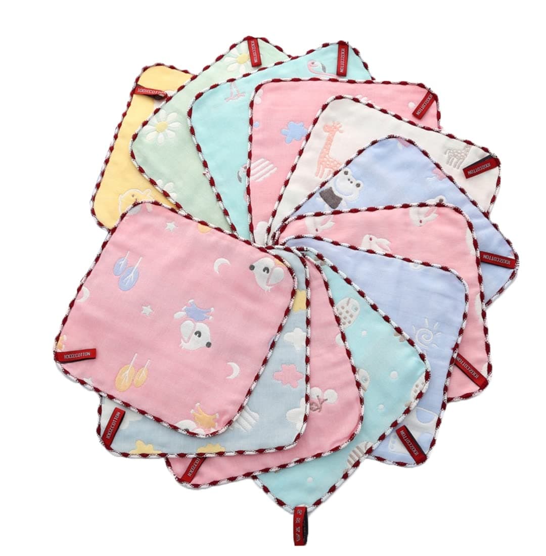 CLUZE Women's Cotton Face Towels - Square Handkerchief for Women/Kids/Girls (Multicolour) (Size 25x25 cm) (Pack of 12) (12)