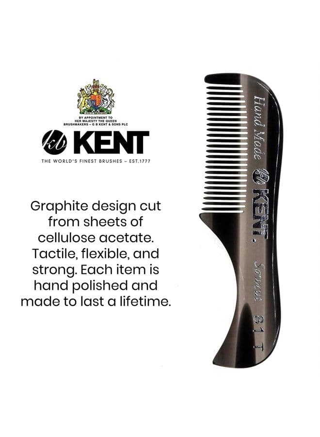 Kent A 81T Graphite X-Small Men's Beard Mustache Pocket Comb, Fine Toothed Pocket for Facial Hair Grooming and Styling. Hand-Made of Quality Cellulose Acetate, Saw-cut Hand Polished. Made in England