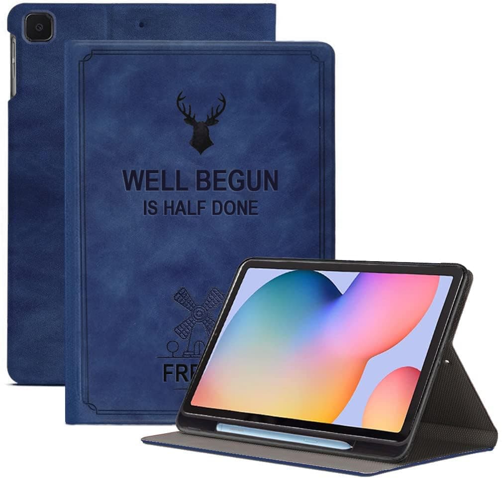 ProElite Deer Smart Flip case Cover for Samsung Galaxy Tab S6 Lite 10.4 Inch 2024 SM-P610/P615 with S Pen Holder, Dark Blue