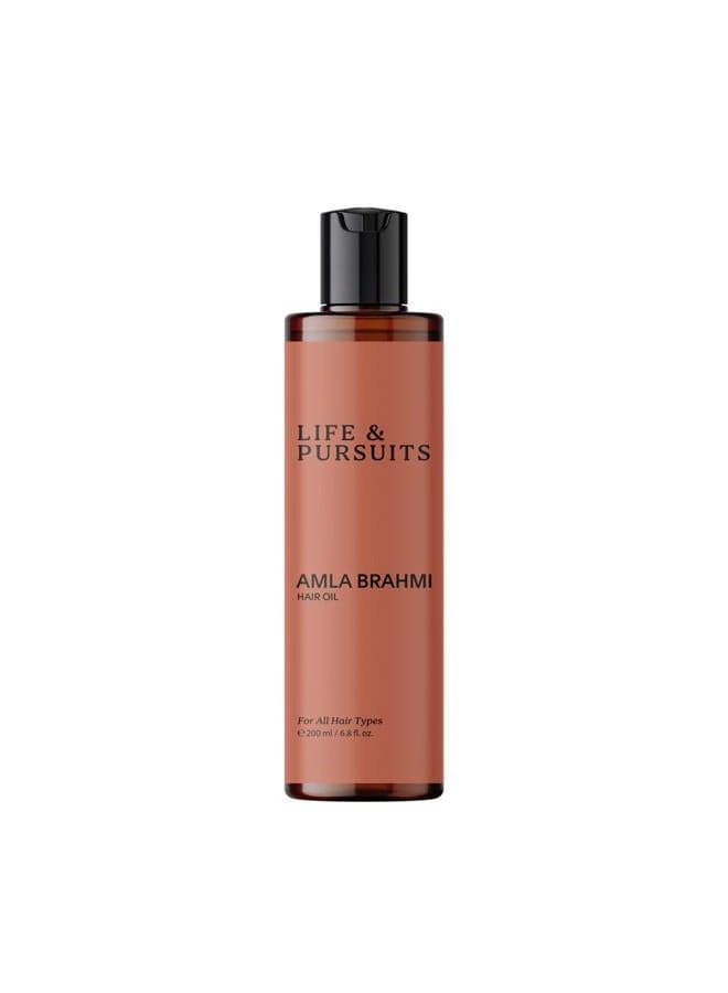 Amla Brahmi Oil for Healthy Hair & Scalp - 200 ml | Natural, Indian Ayurveda Blend with Coconut, Castor, Sesame, Triphala, Gotukola