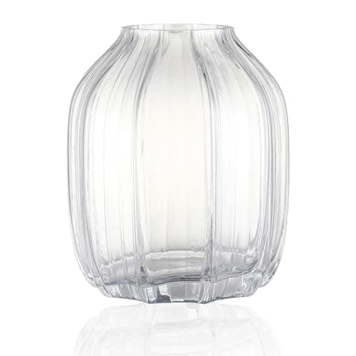 MCMCNCUIU Crystal Vases for Centerpieces, Flower Vases for Wedding Centerpieces, Black Glass Vase for Flowers, Curve Small Vase for Living Room, Bedroom, Kitchen, Dining Table, Set of 2