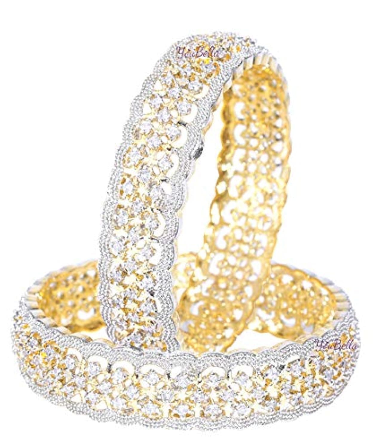 YouBella Jewellery American Diamond Gold Plated Bangles for Women and Girls (2.4)