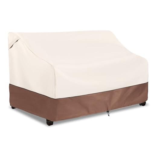 okcool Heavy Duty Patio Sofa Cover 100 Waterproof 2Seater Outdoor Sofa Cover Fits up to 58W x 325D x 31H Inches Lawn Patio Furniture CoversBeige Brown