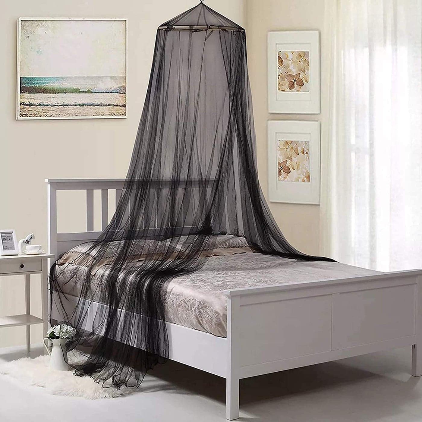 Eimilaly Bed Canopy Mosquito Net Bed Canopy for Girls Room Decor Insect Protection Hanging Canopy for Adults Babies Outdoor Camping BlackSingle Door
