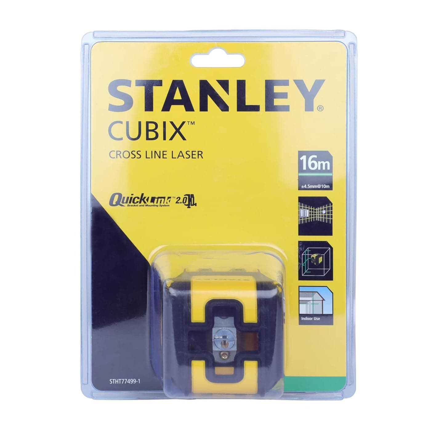 STANLEY STHT774991 CUBIX Green Beam Cross Line Laser Level with 2AA Batteries for Home DIY Professional Use 1 Year Warranty YELLOW BLACK