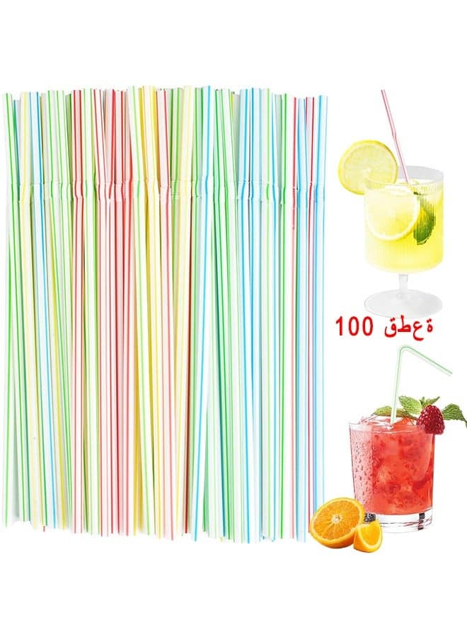 100 Packs Multicolor Disposable Plastic Straws, Flexible Disposable Bendy Straws 210 x 5 MM Plastic Bendy Straws, Multi-Color Drinking Straws For Party/Daily Use