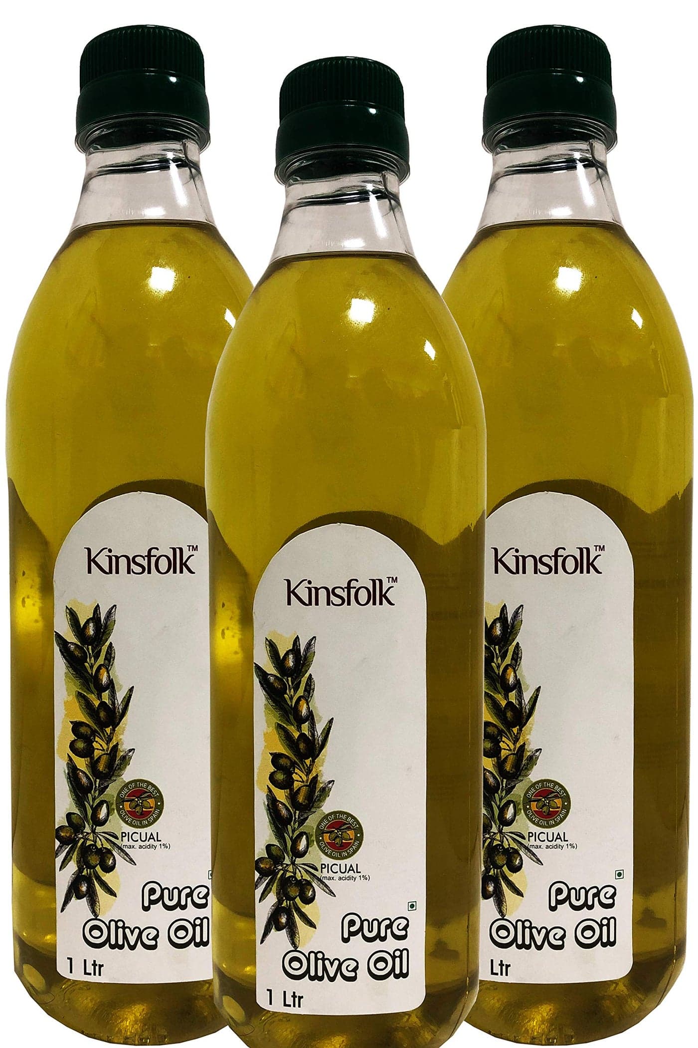 Kinsfolk Pure Olive Oil ((Imported Oil from Spain)) - 1 Ltr ((Pack Of 3))